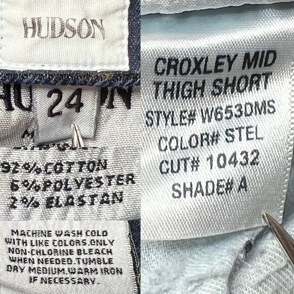 Hudson Croxley Mid Thigh Mid-Rise Cuffed Denim Shorts Stel size 24 - Picture 11 of 12